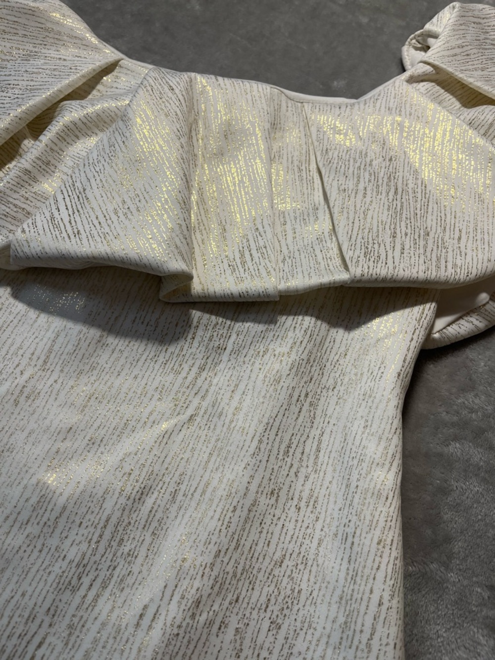 One-Shoulder Metallic Ruffle Dress - Gold - Picture 3 of 5